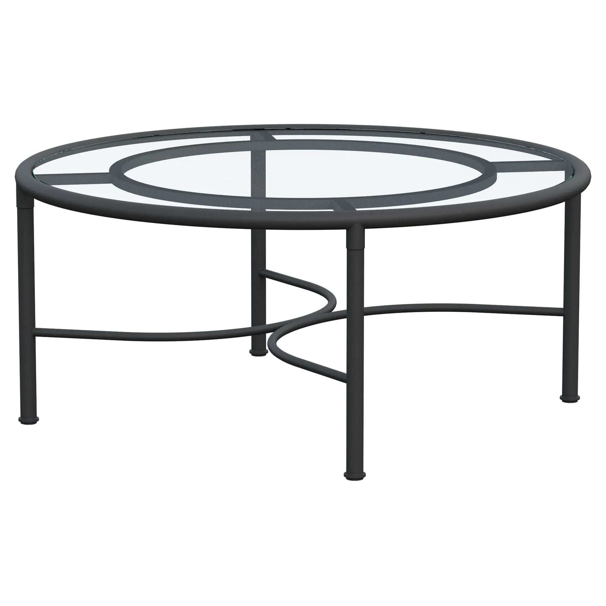 Emeline Round Outdoor Coffee Table - Black, Glass