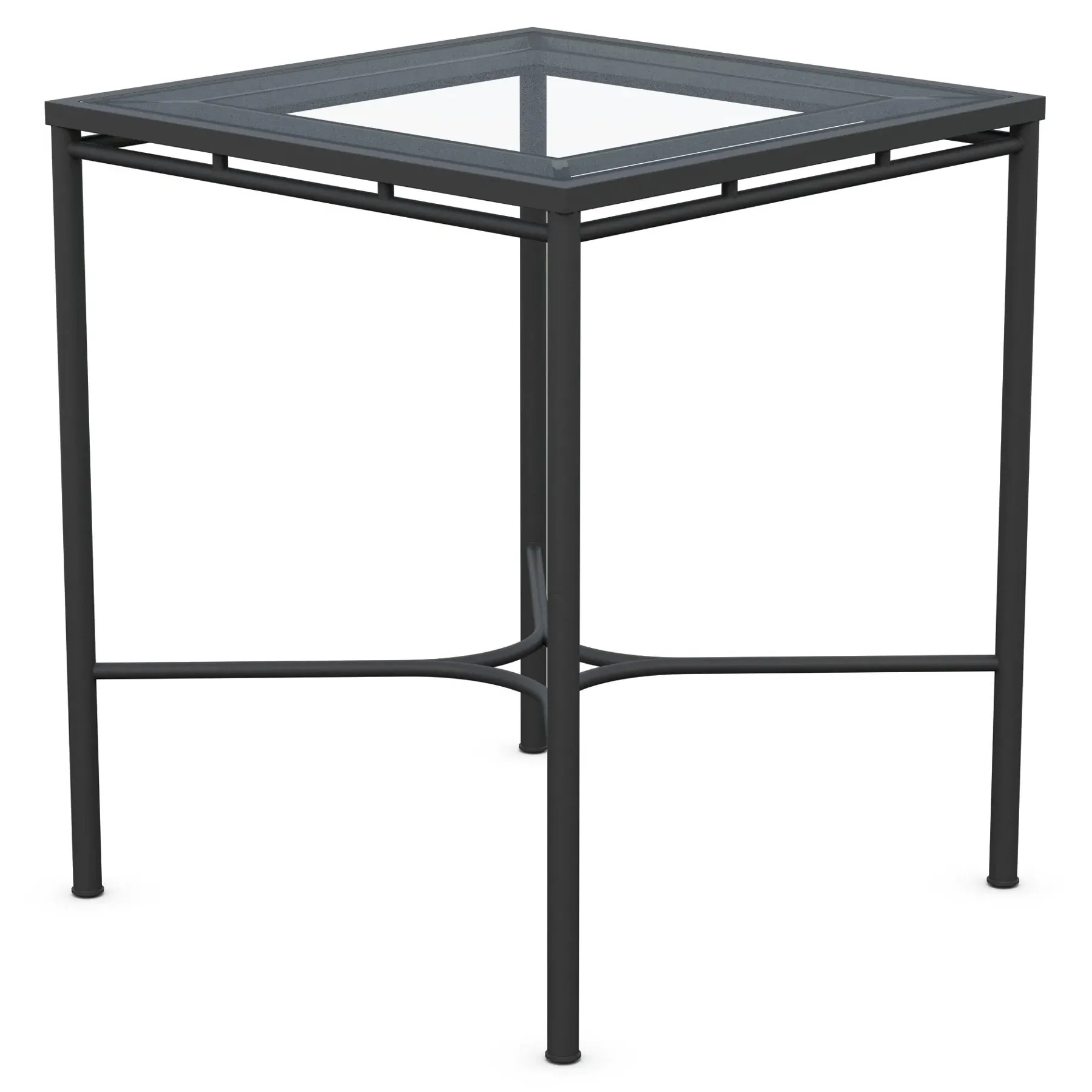 Emeline Square Outdoor Bar Table - Black, Glass