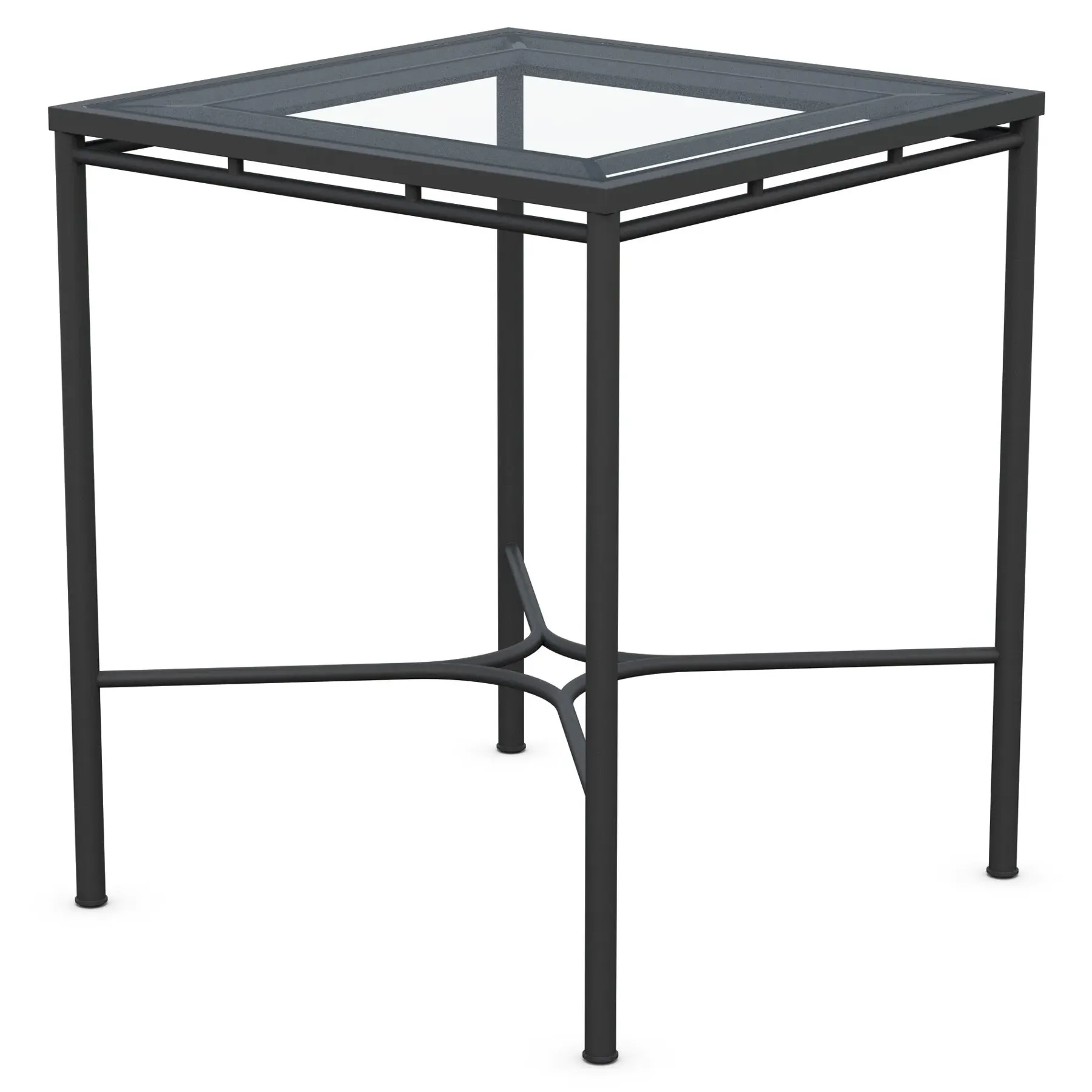 Emeline Square Outdoor Bar Table - Black, Glass