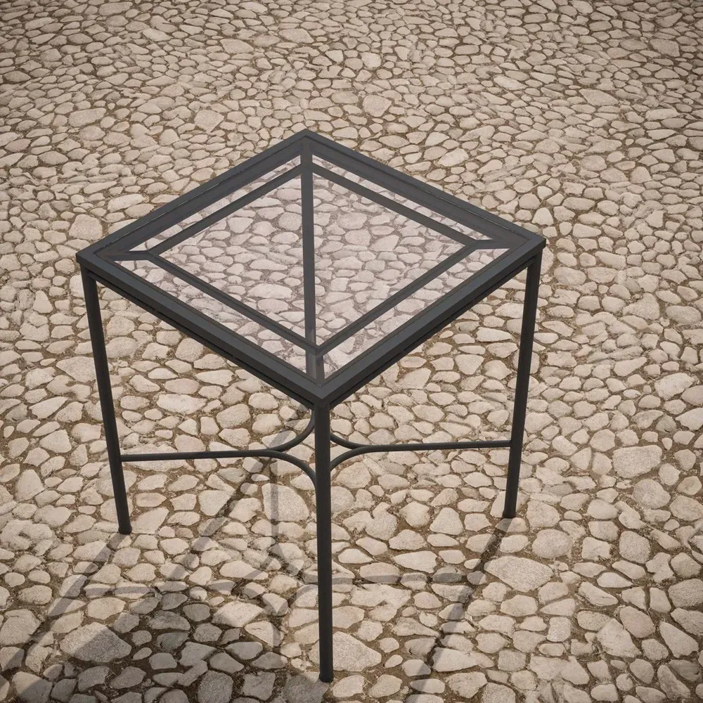 Emeline Square Outdoor Bar Table - Black, Glass