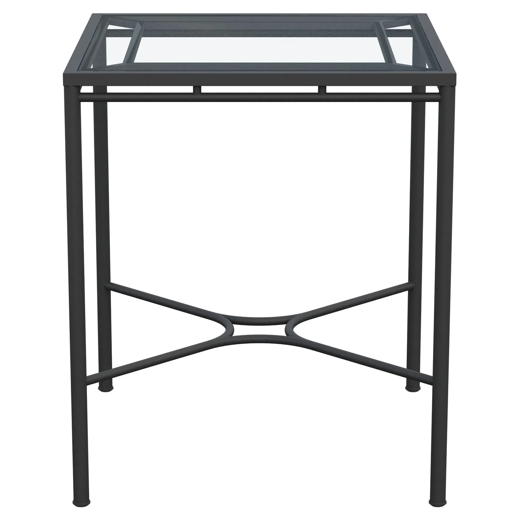 Emeline Square Outdoor Bar Table - Black, Glass