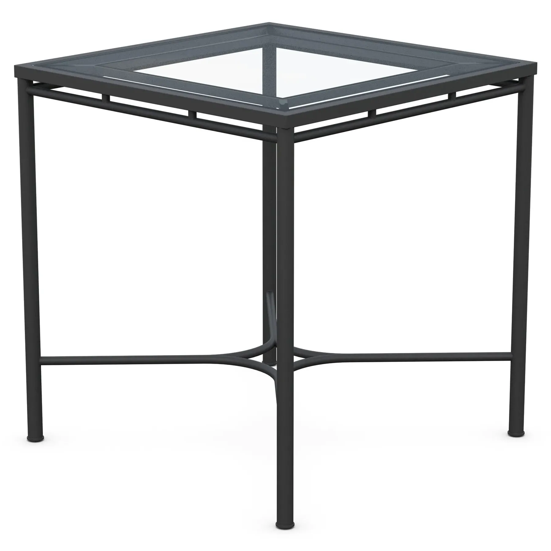Emeline Square Outdoor Counter Table - Black, Glass