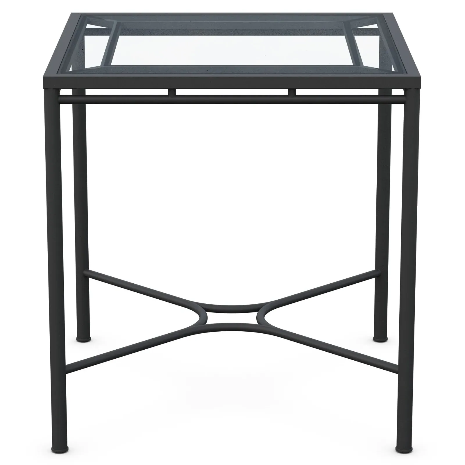Emeline Square Outdoor Counter Table - Black, Glass