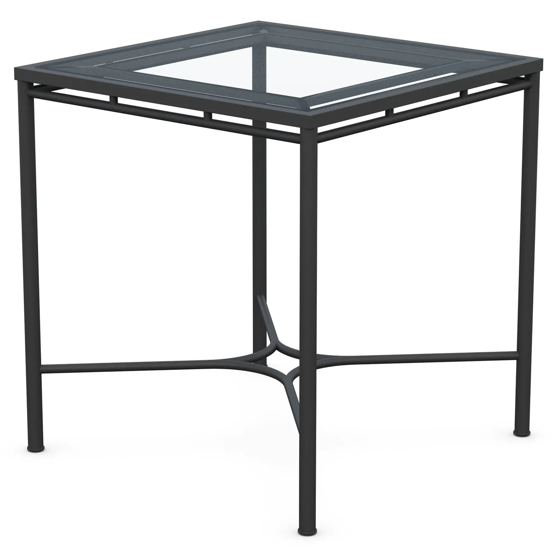 Emeline Square Outdoor Counter Table - Black, Glass