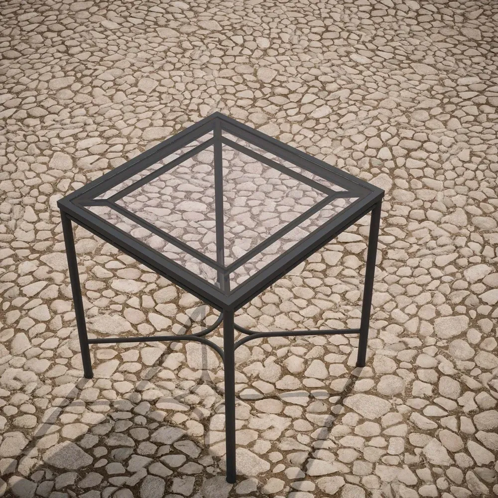 Emeline Square Outdoor Counter Table - Black, Glass