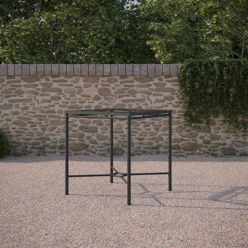 Emeline Square Outdoor Counter Table - Black, Glass