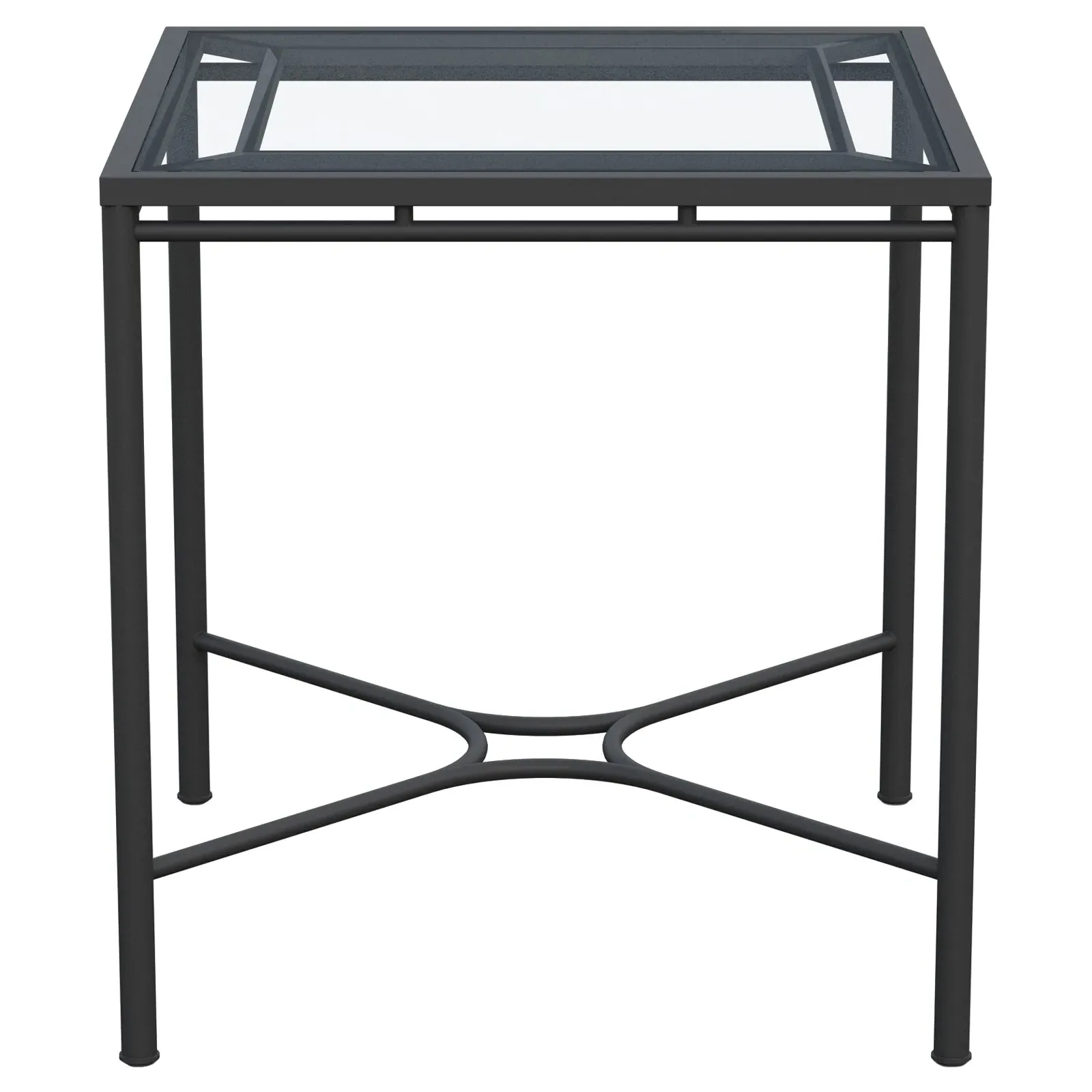 Emeline Square Outdoor Counter Table - Black, Glass