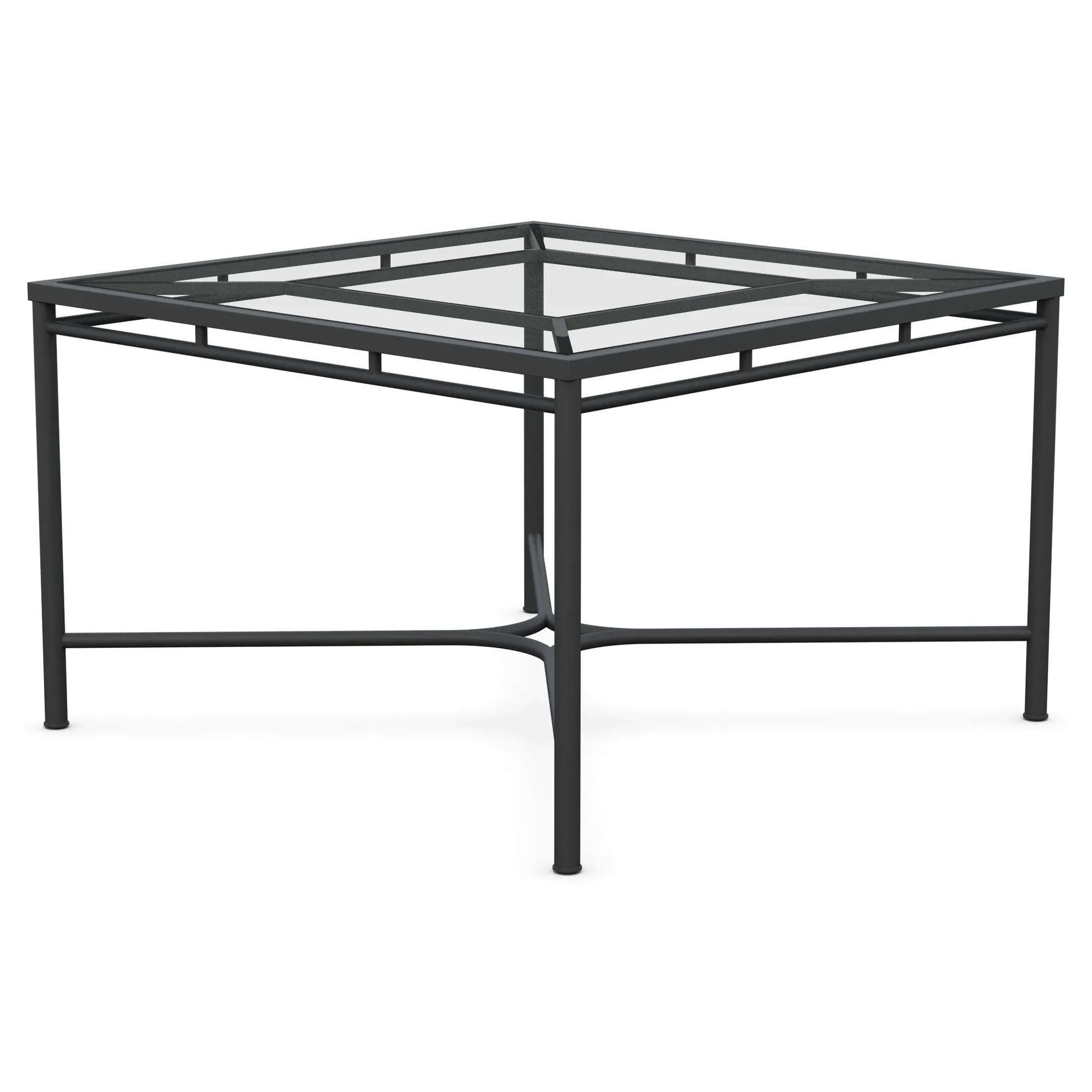 Emeline Square Outdoor Dining Table - Black, Glass