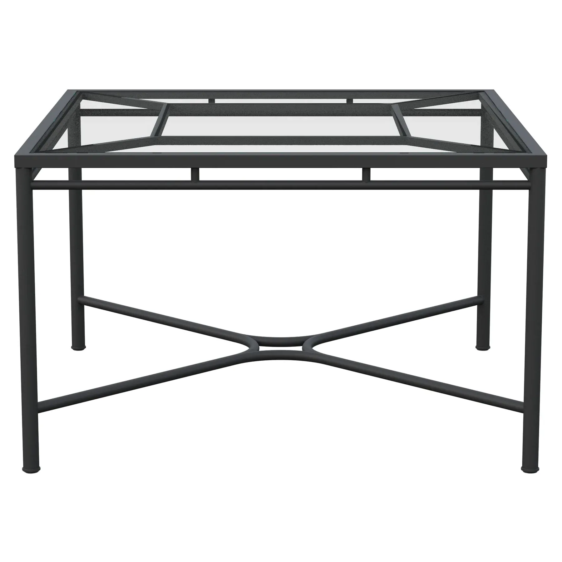 Emeline Square Outdoor Dining Table - Black, Glass