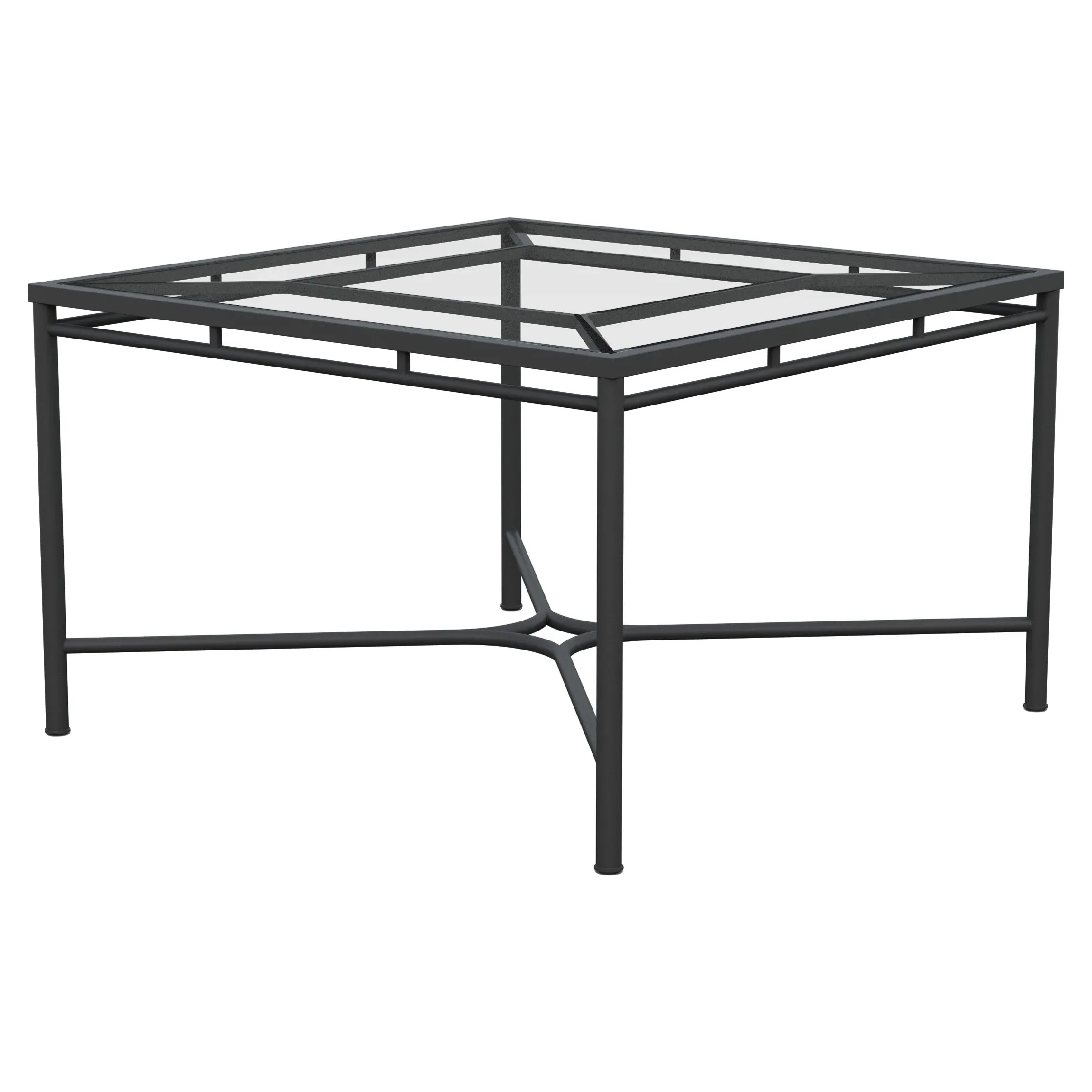 Emeline Square Outdoor Dining Table - Black, Glass