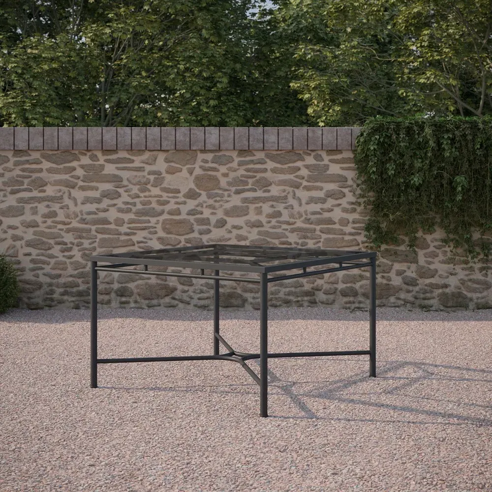 Emeline Square Outdoor Dining Table - Black, Glass