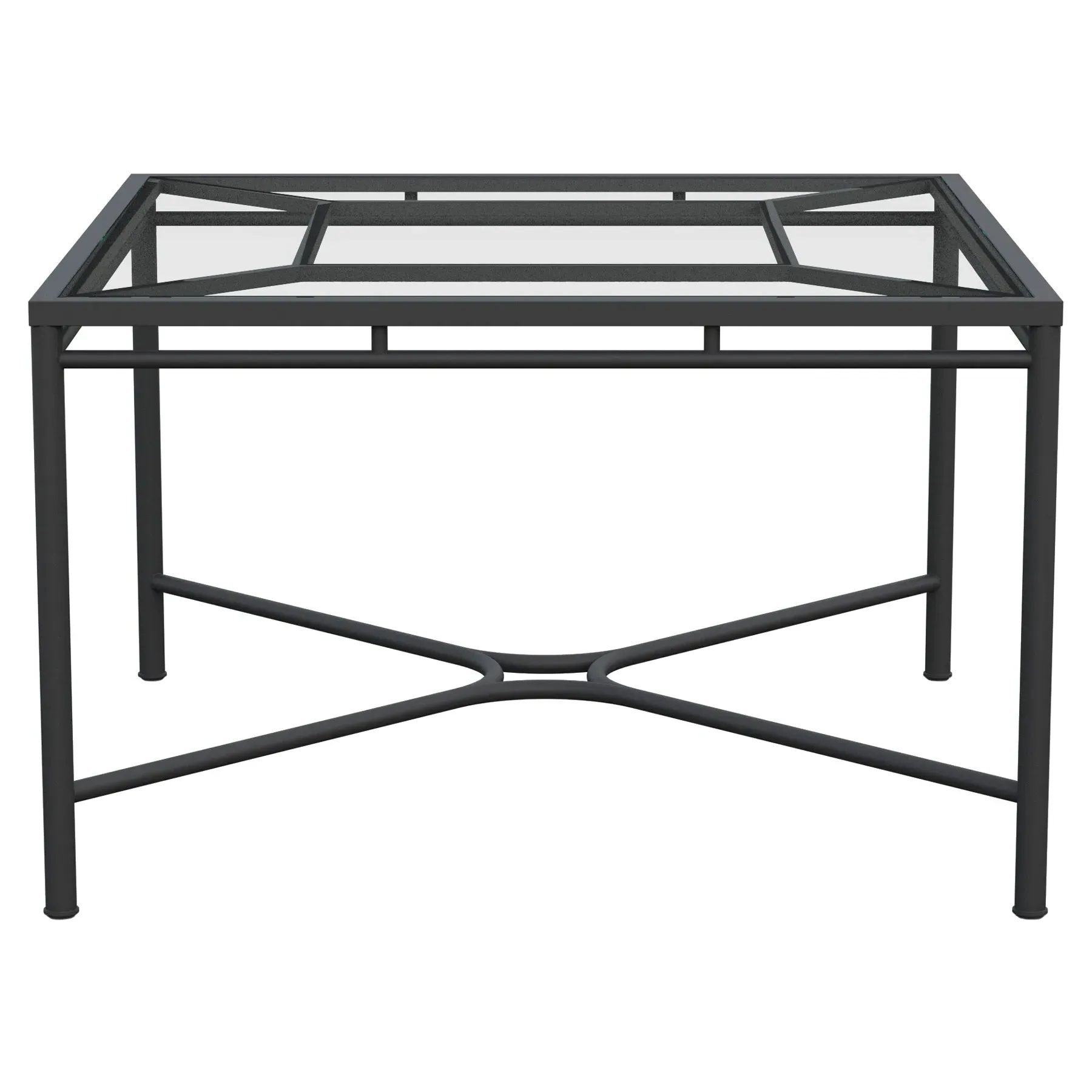 Emeline Square Outdoor Dining Table - Black, Glass