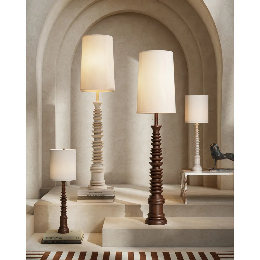 Emerson Column Floor Lamp - Brown, Wood