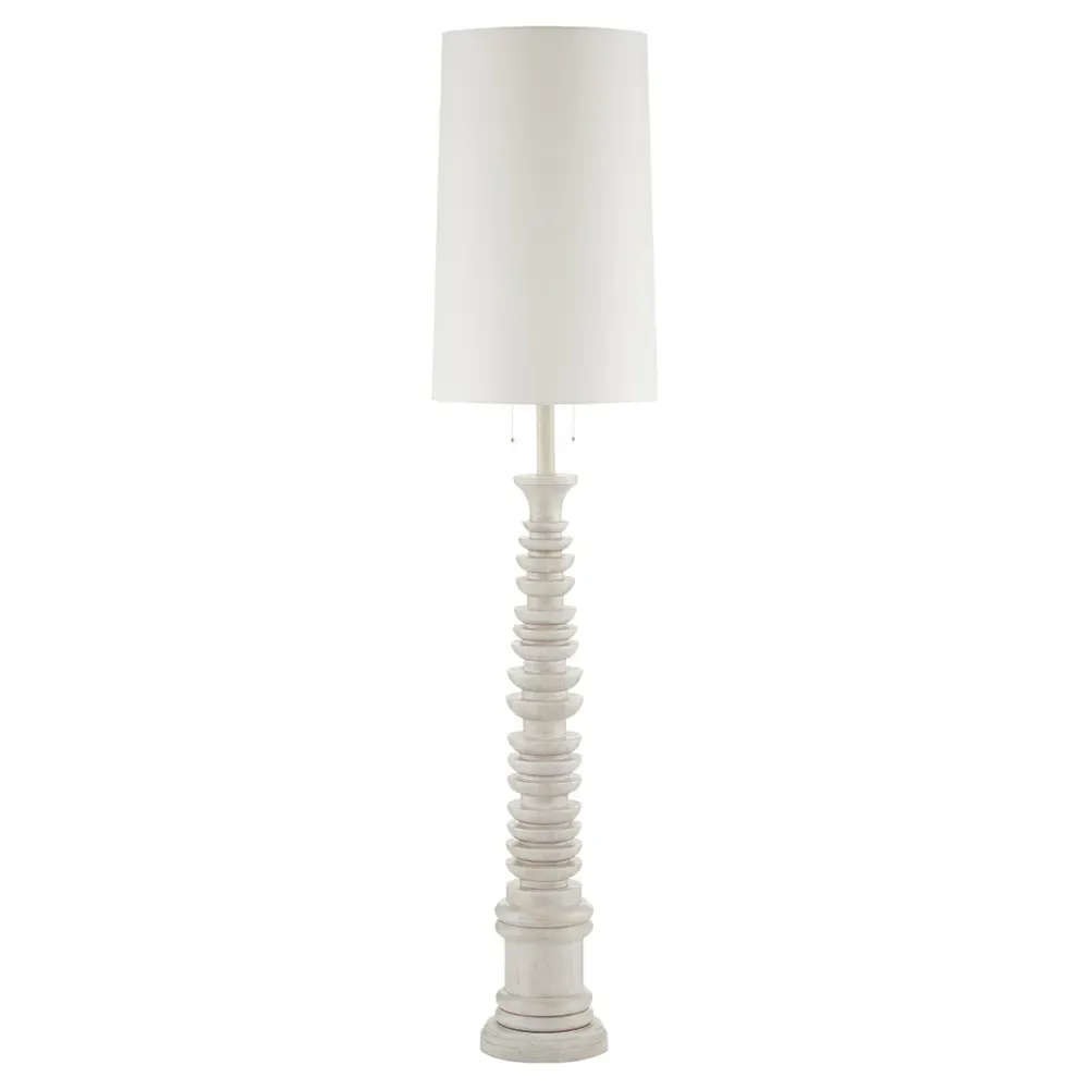 Emerson Column Floor Lamp - Whitewash, Wood