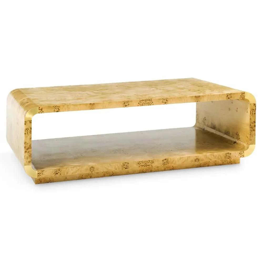 Emil Rectangular Coffee Table - Brown, Burl Wood