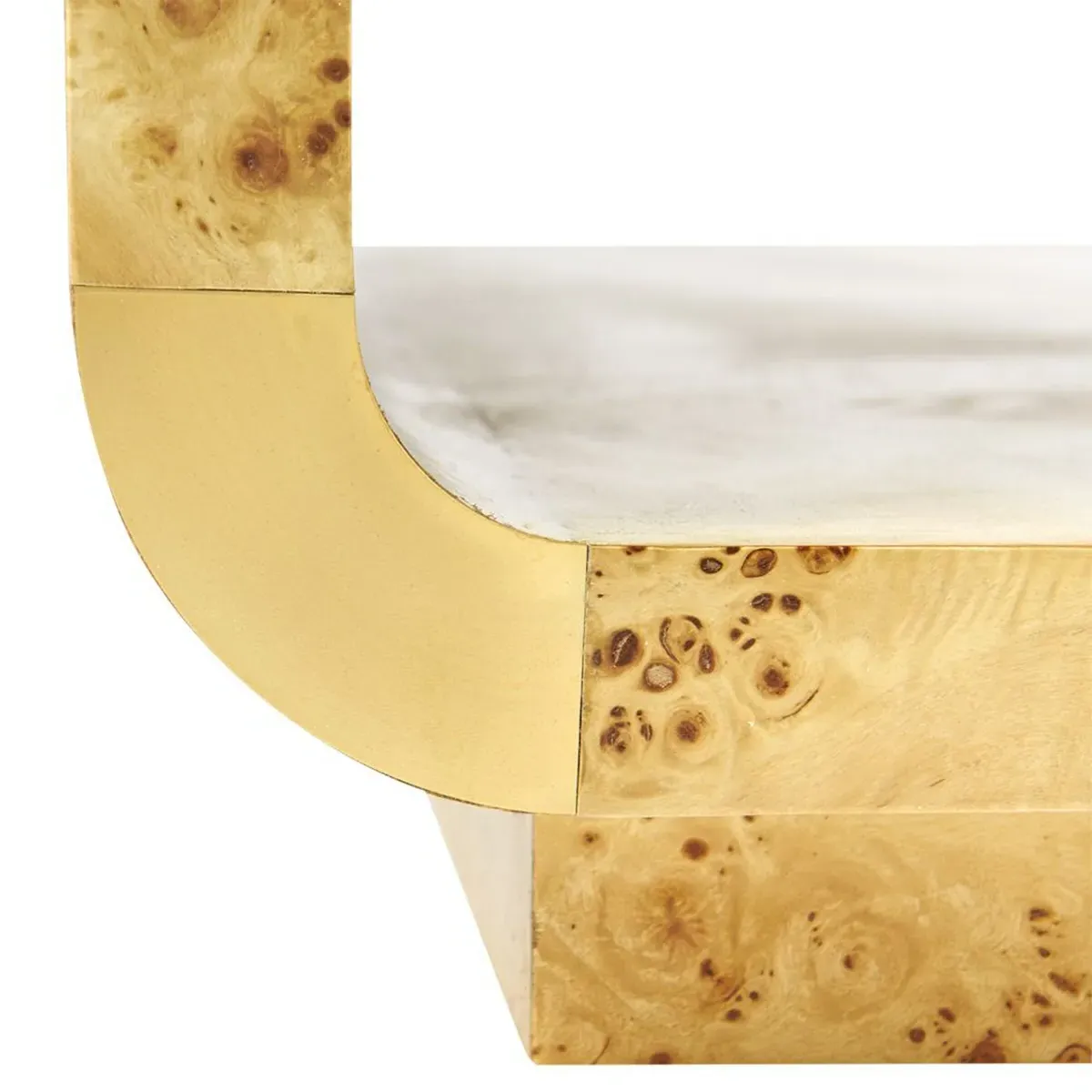 Emil Rectangular Coffee Table - Brown, Burl Wood