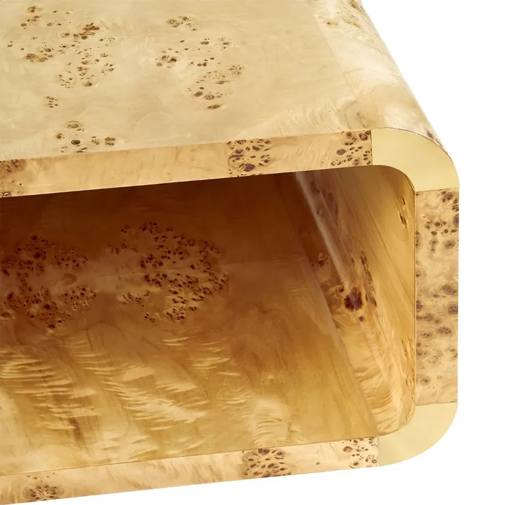 Emil Rectangular Coffee Table - Brown, Burl Wood