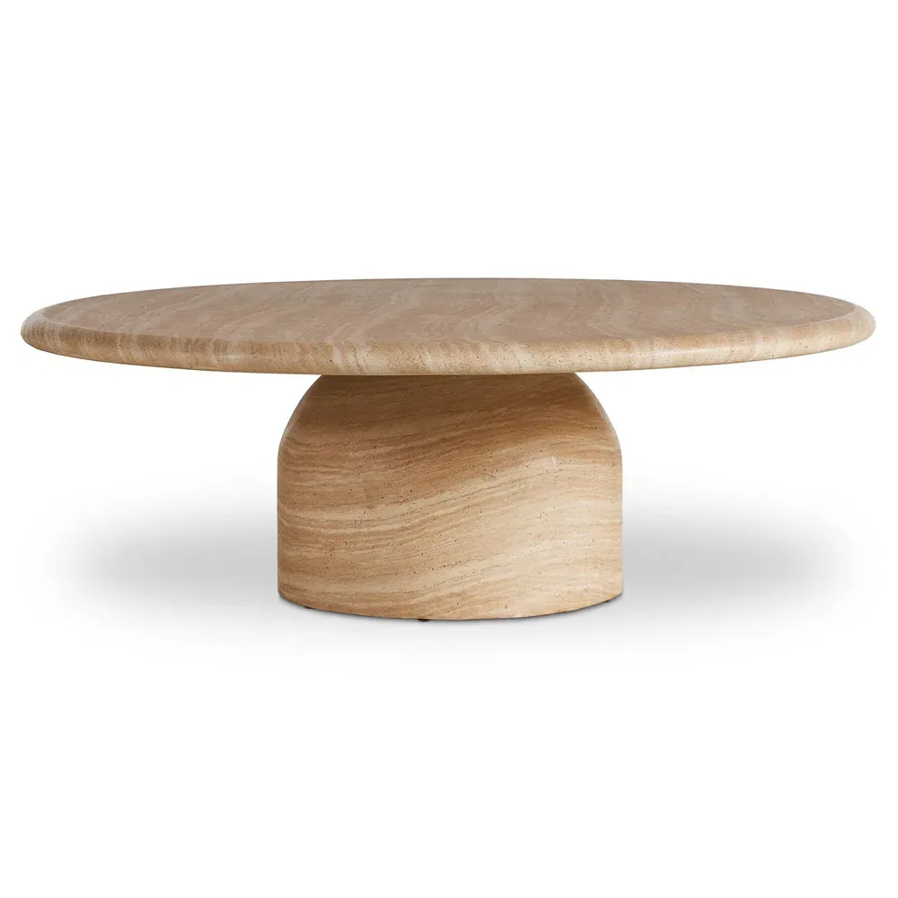 Emilia Round Outdoor Coffee Table - Sand Beige, Concrete