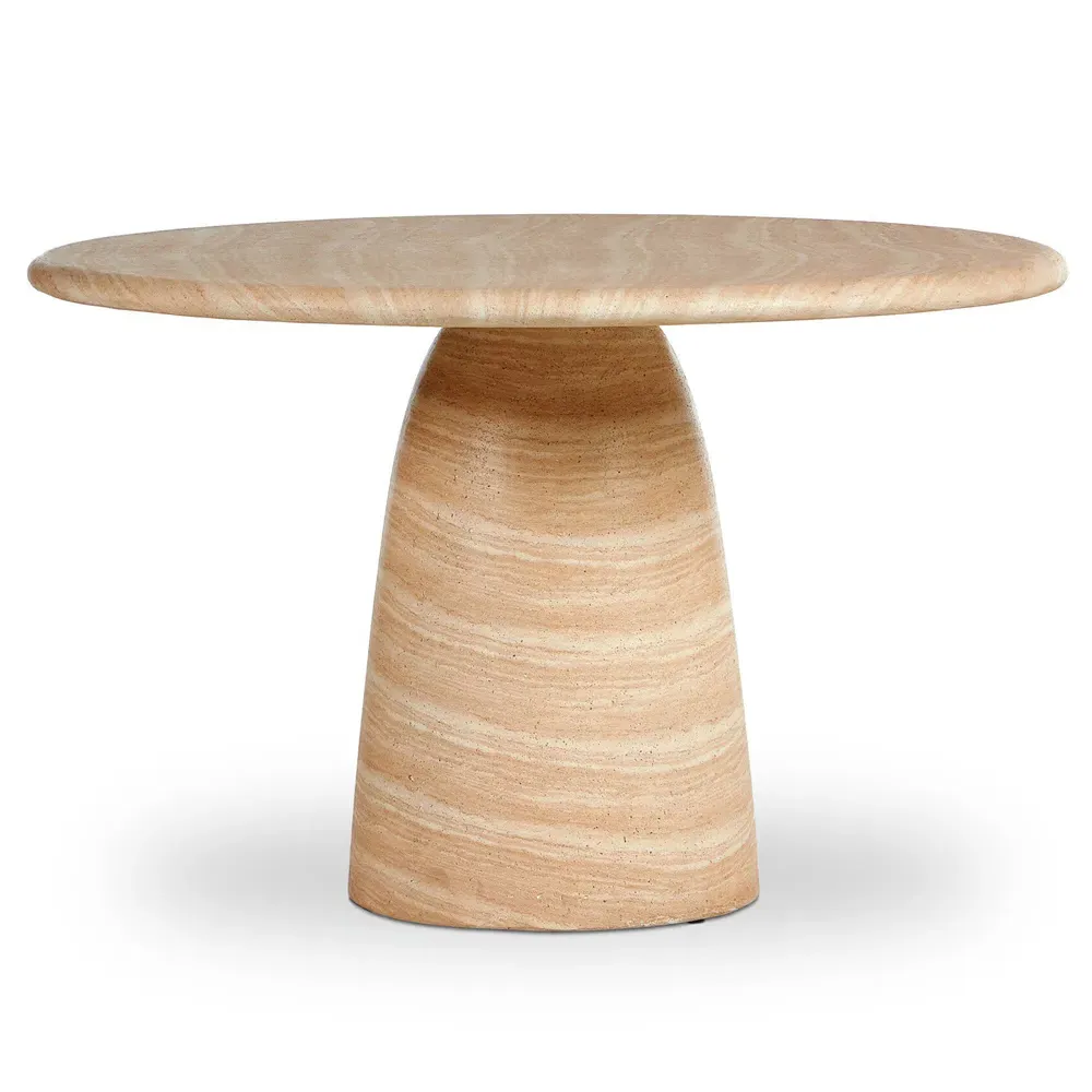 Emilia Round Outdoor Dining Table - Beige, Concrete