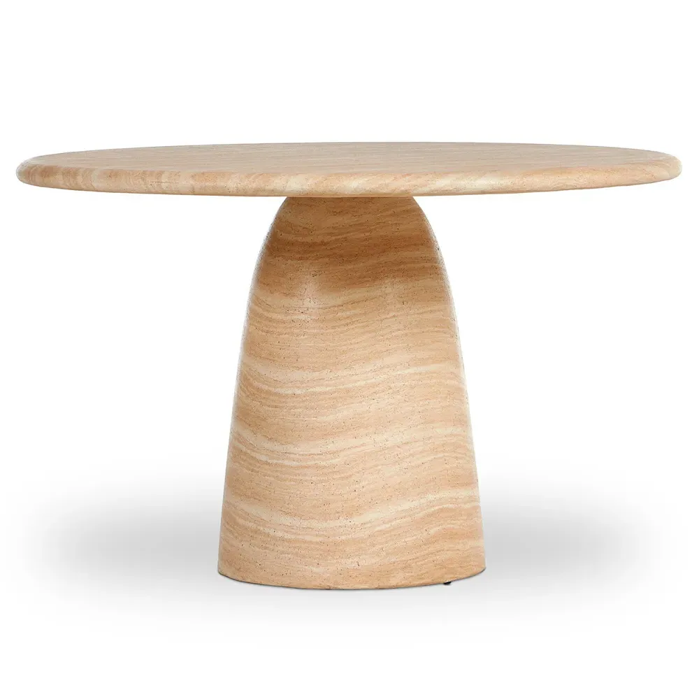 Emilia Round Outdoor Dining Table - Beige, Concrete