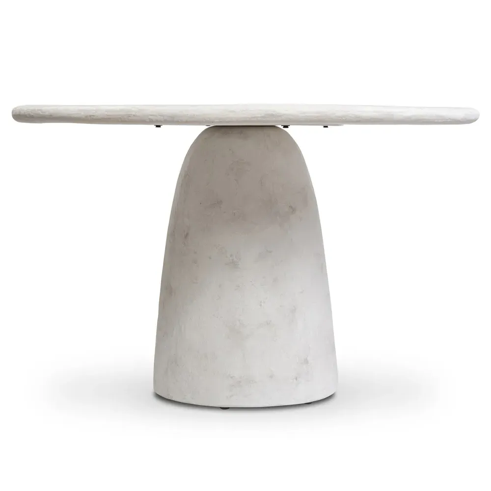 Emilia Round Outdoor Dining Table - Off White, Concrete