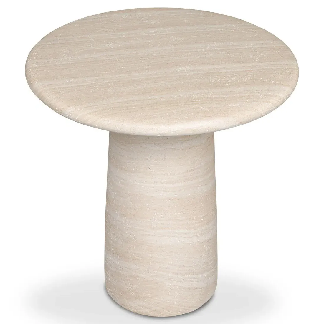 Emilia Round Pedestal End Table - Beige, Concrete
