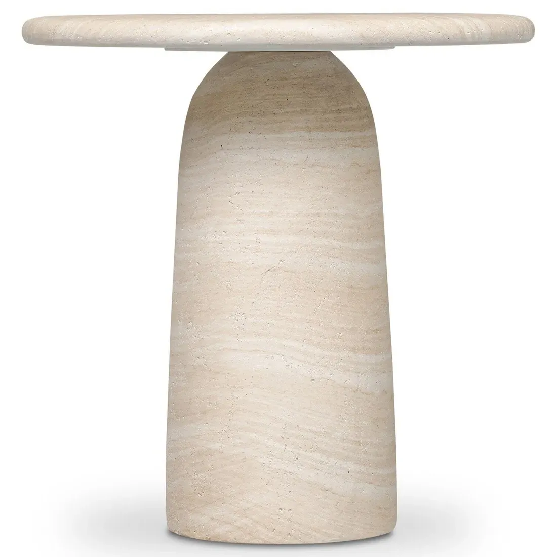 Emilia Round Pedestal End Table - Beige, Concrete
