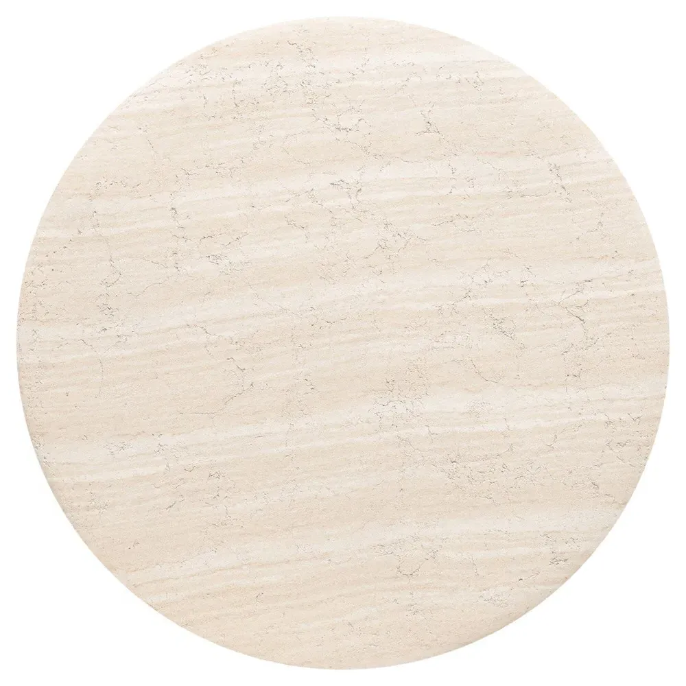 Emilia Round Pedestal End Table - Beige, Concrete