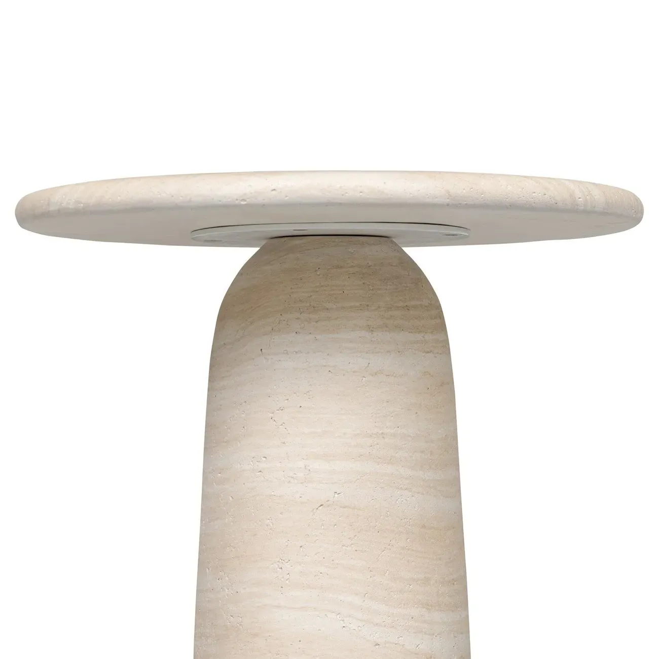 Emilia Round Pedestal End Table - Beige, Concrete