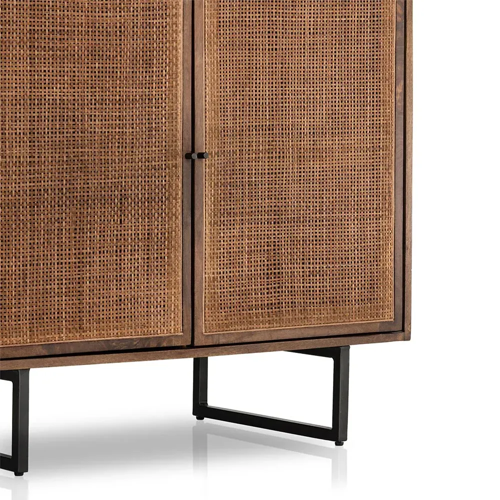 Emilie 2 Door Media Cabinet - Brown, Mango Wood