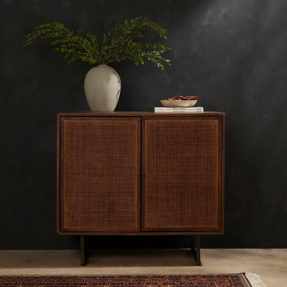 Emilie 2 Door Media Cabinet - Brown, Mango Wood
