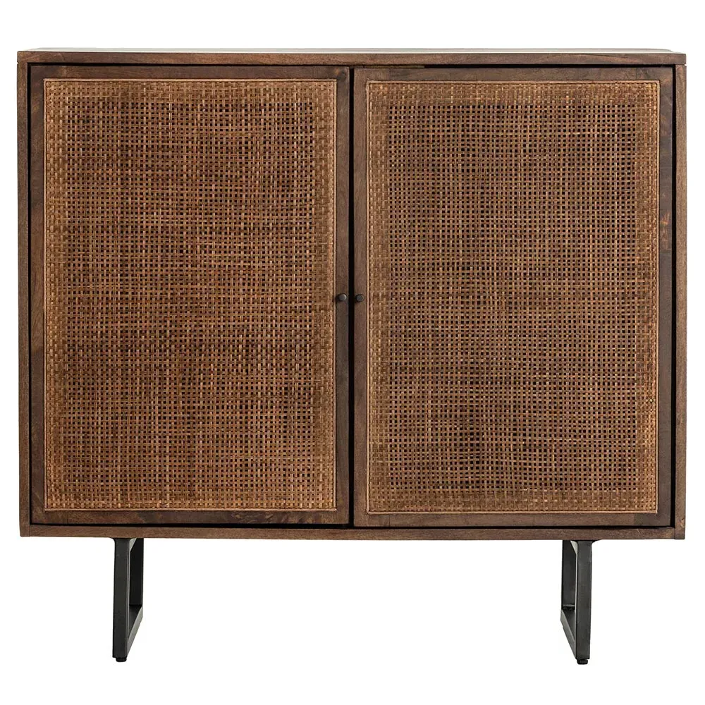 Emilie 2 Door Media Cabinet - Brown, Mango Wood
