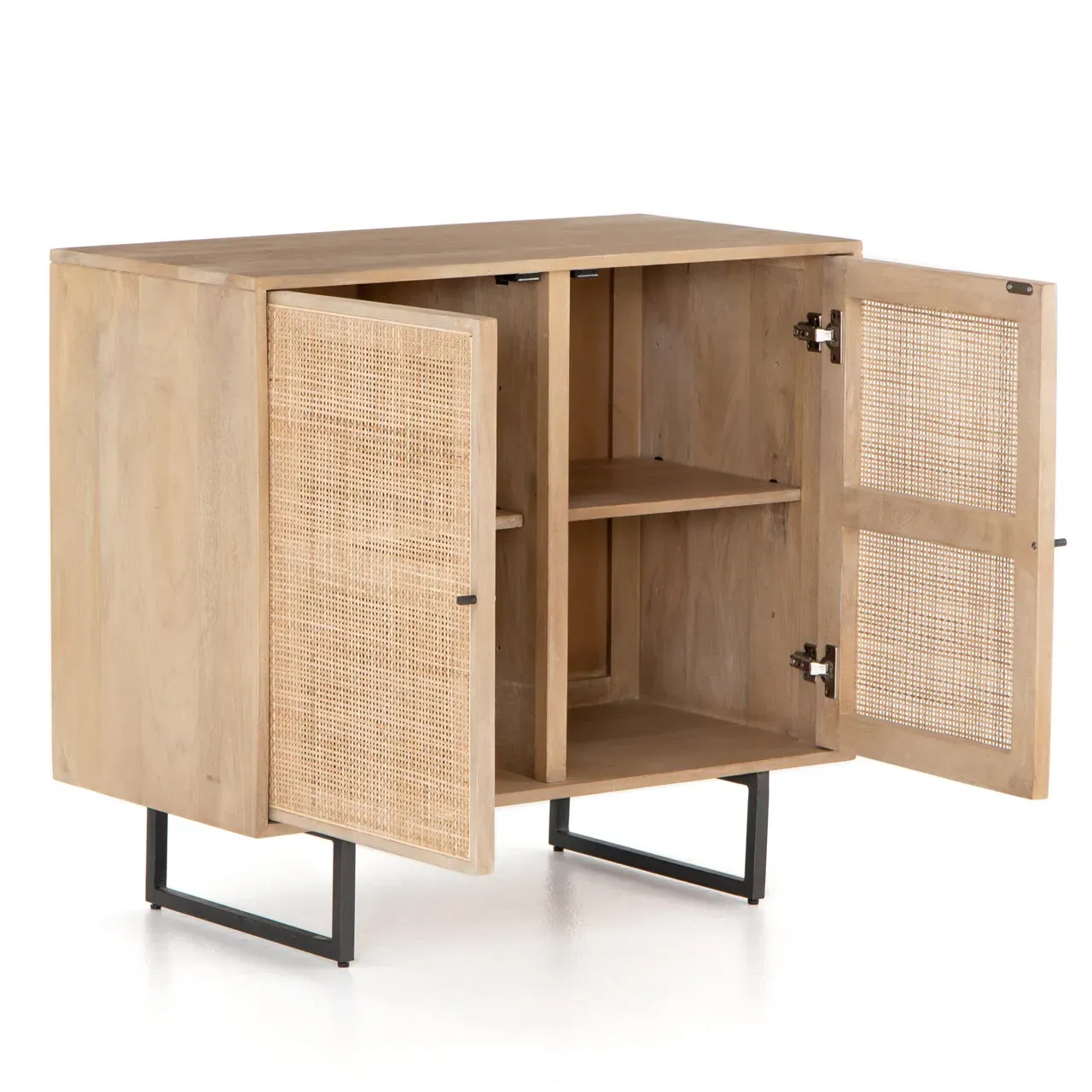 Emilie 2 Door Media Cabinet - Light Brown, Mango Wood