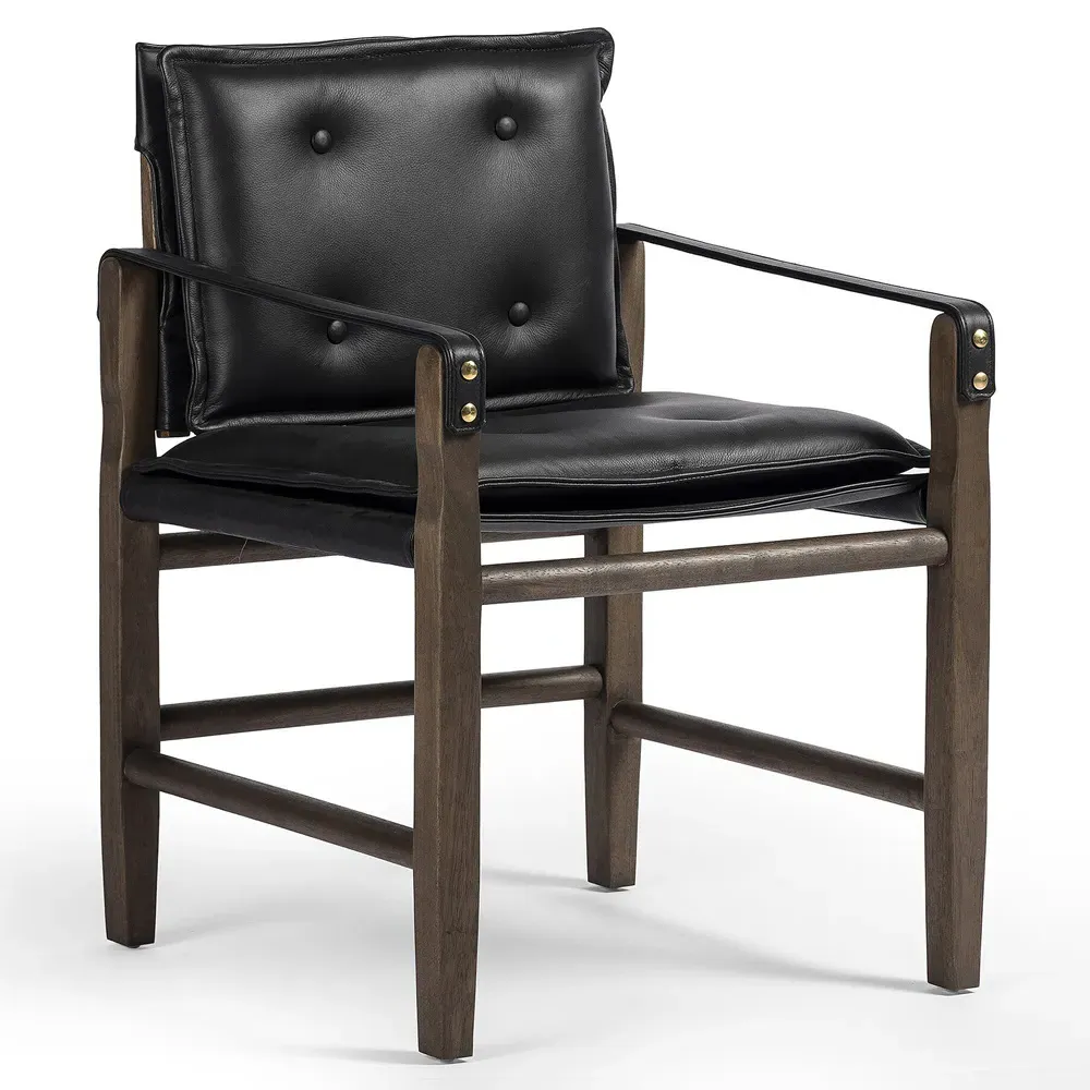 Emilien Dining Arm Chair - Black, Leather