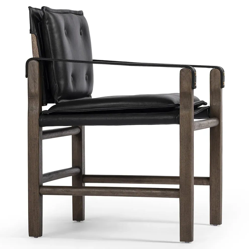 Emilien Dining Arm Chair - Black, Leather