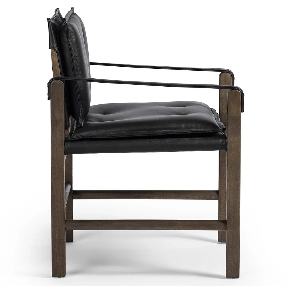 Emilien Dining Arm Chair - Black, Leather