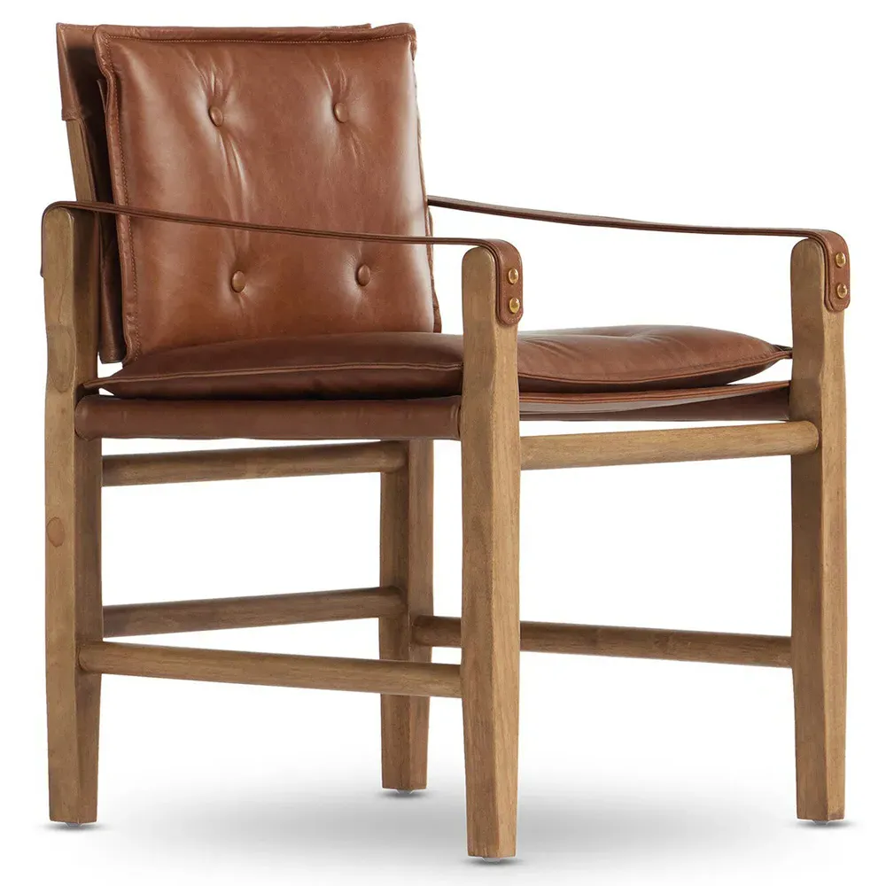 Emilien Dining Arm Chair - Chestnut, Leather