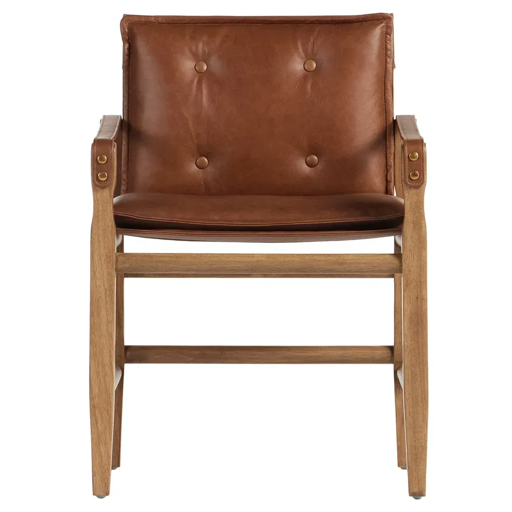 Emilien Dining Arm Chair - Chestnut, Leather