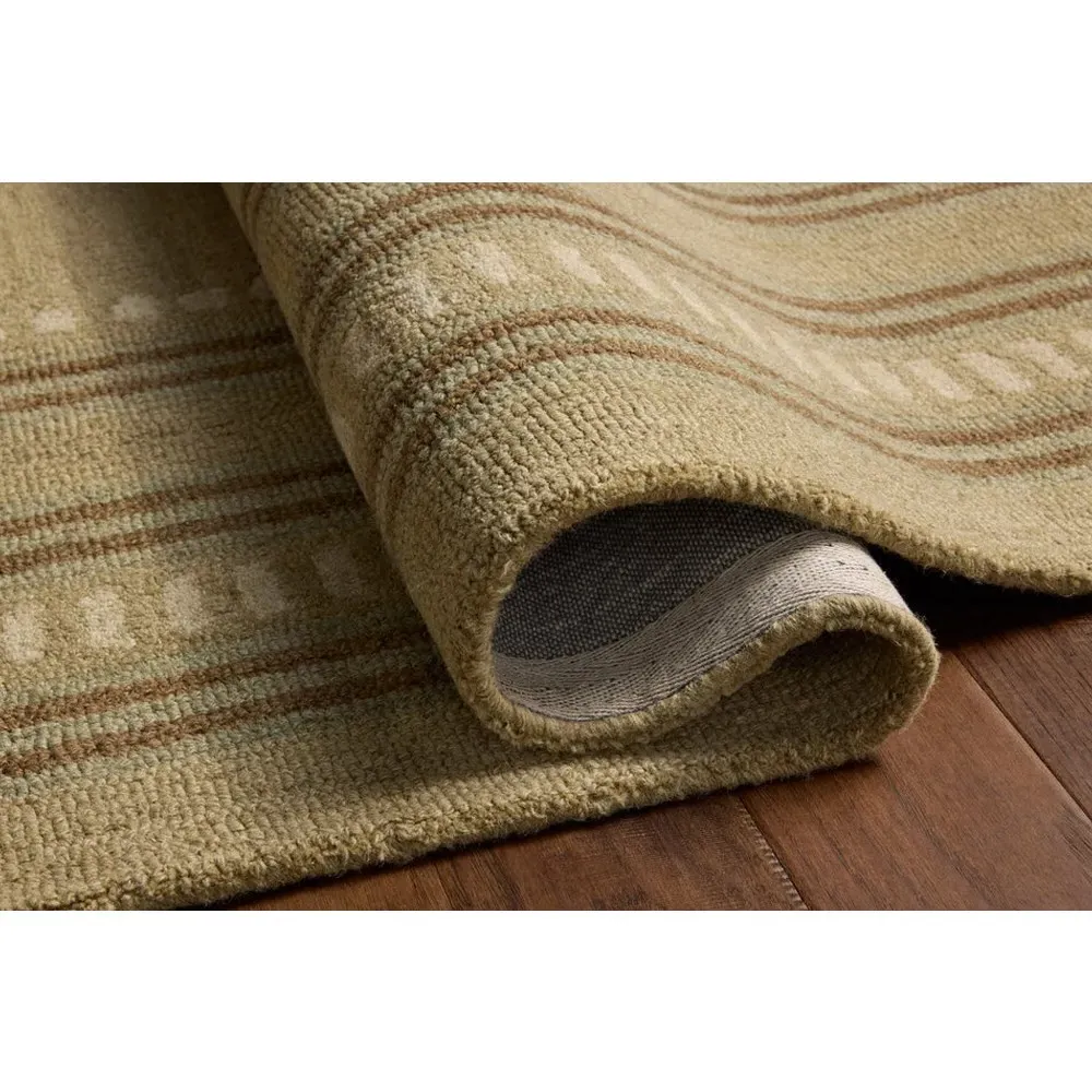 Emma Bordered Patterned Rug - Green, Wool