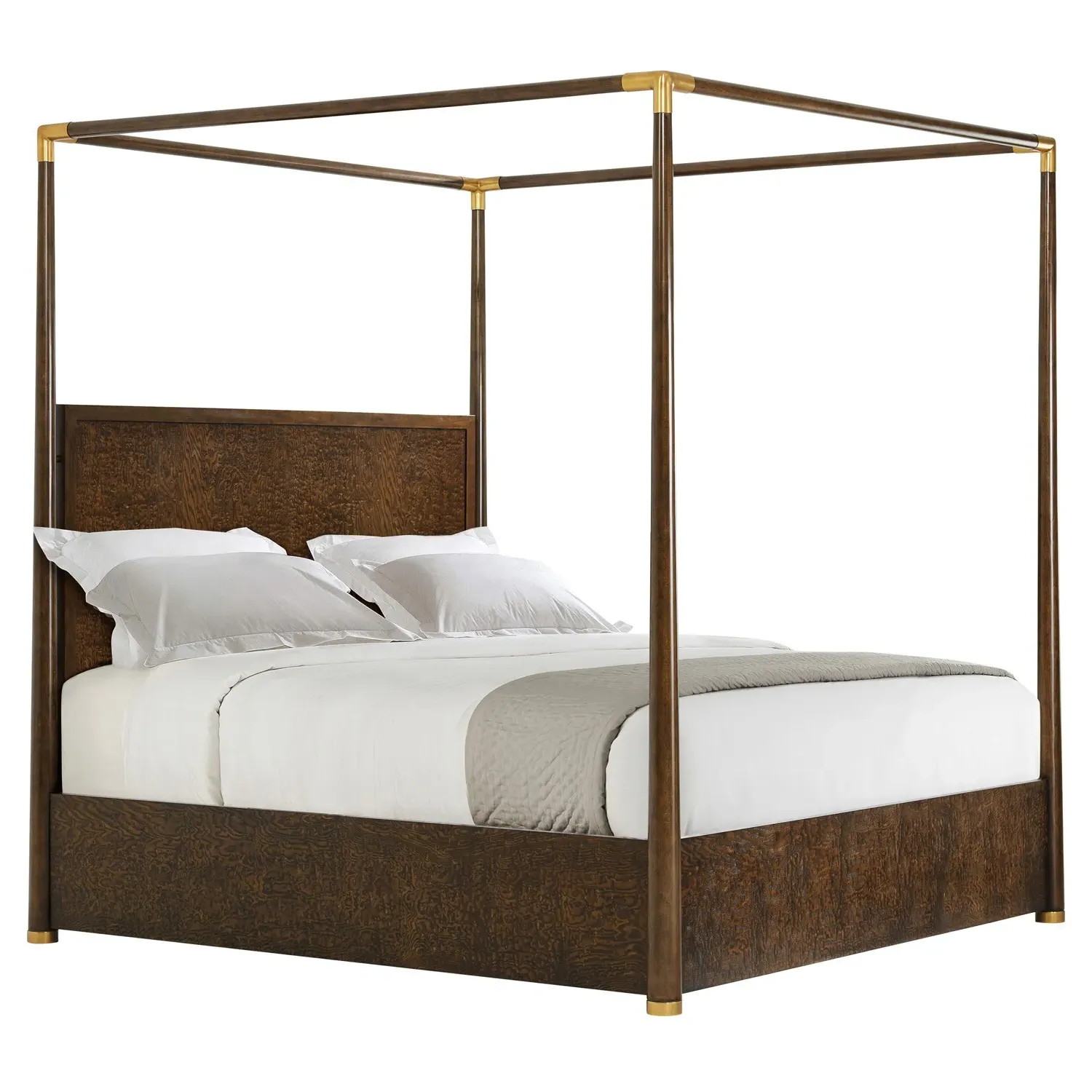 Emma King Size Canopy Bed - Brown, Wood