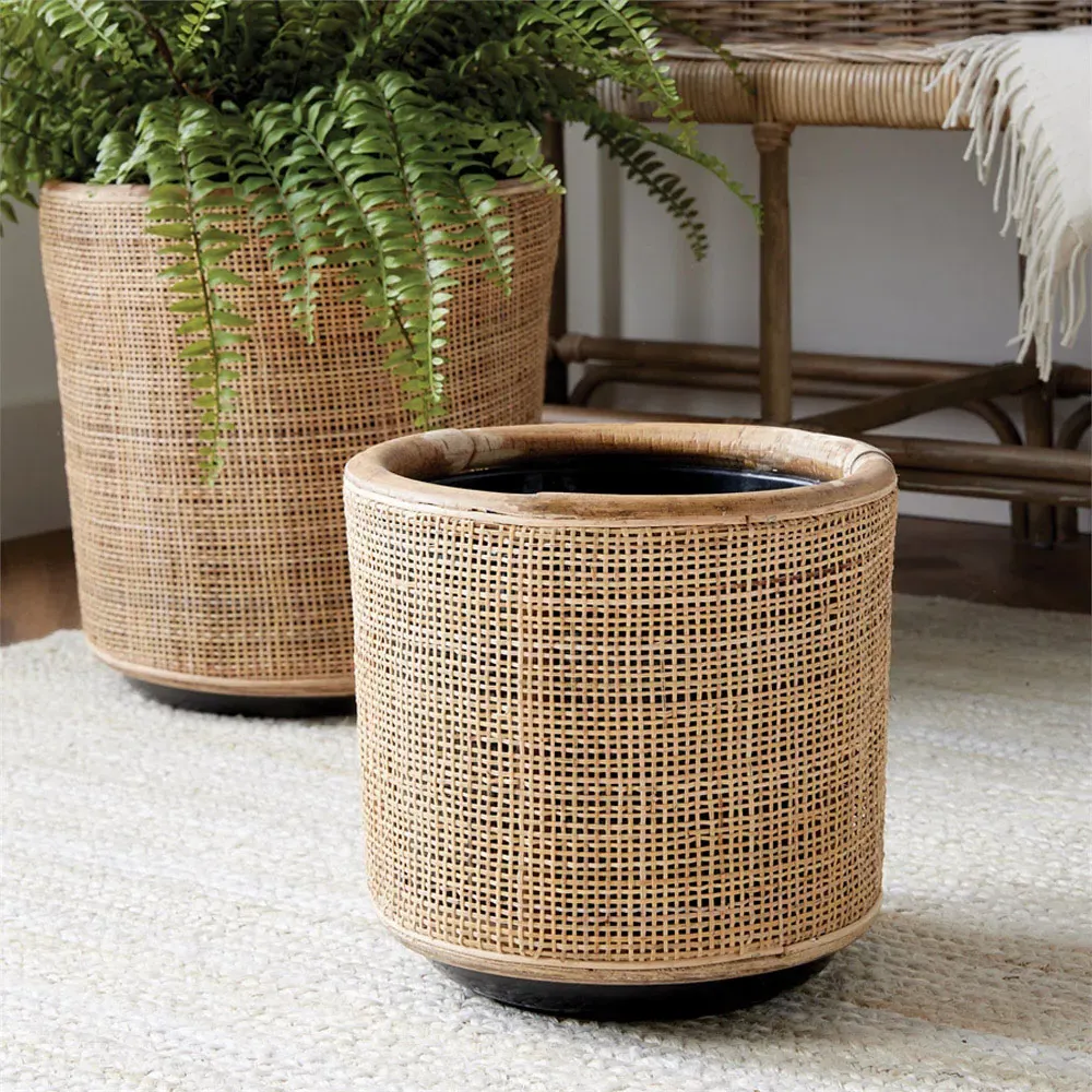 Emmett Woven Planter Set - Natural, Rattan