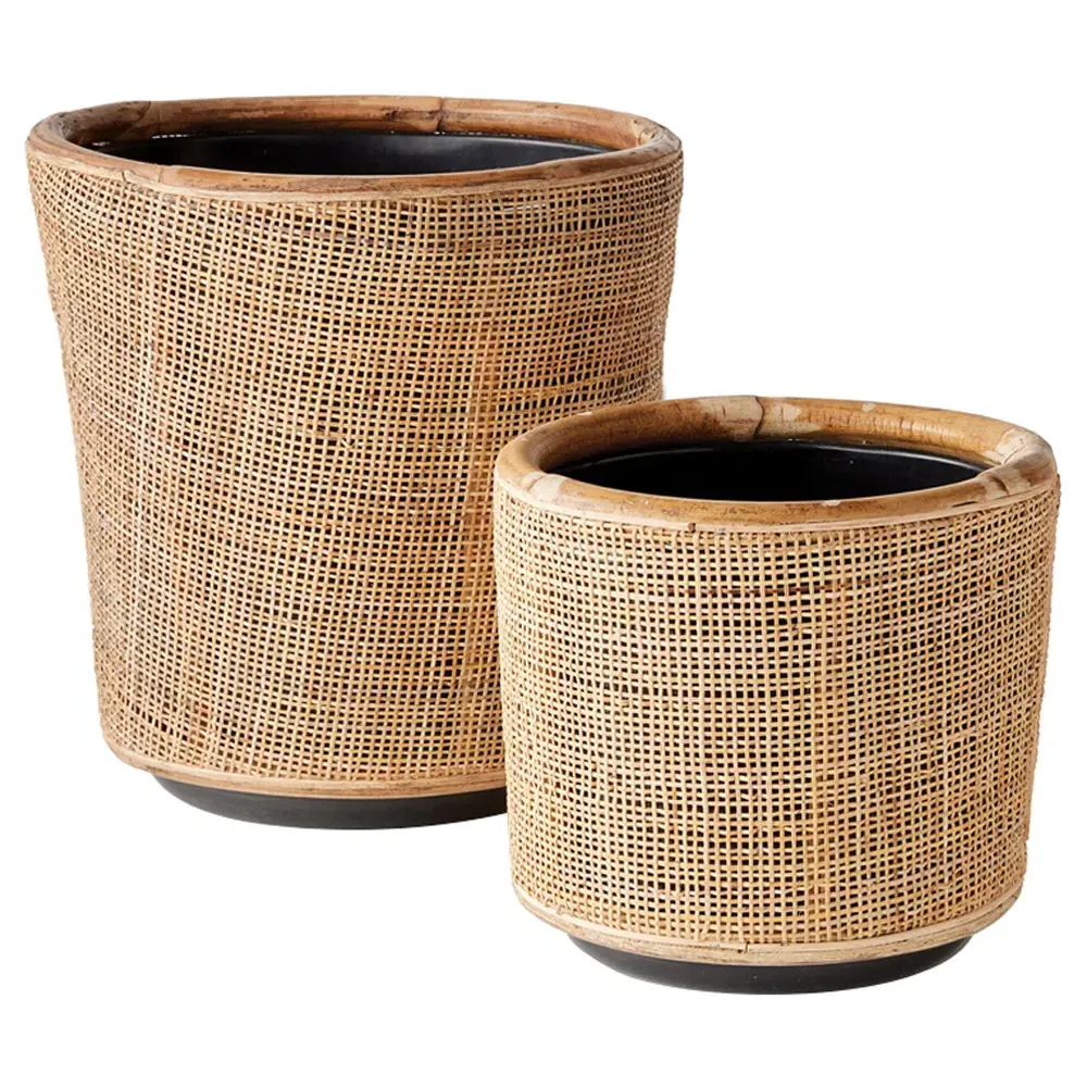 Emmett Woven Planter Set - Natural, Rattan image