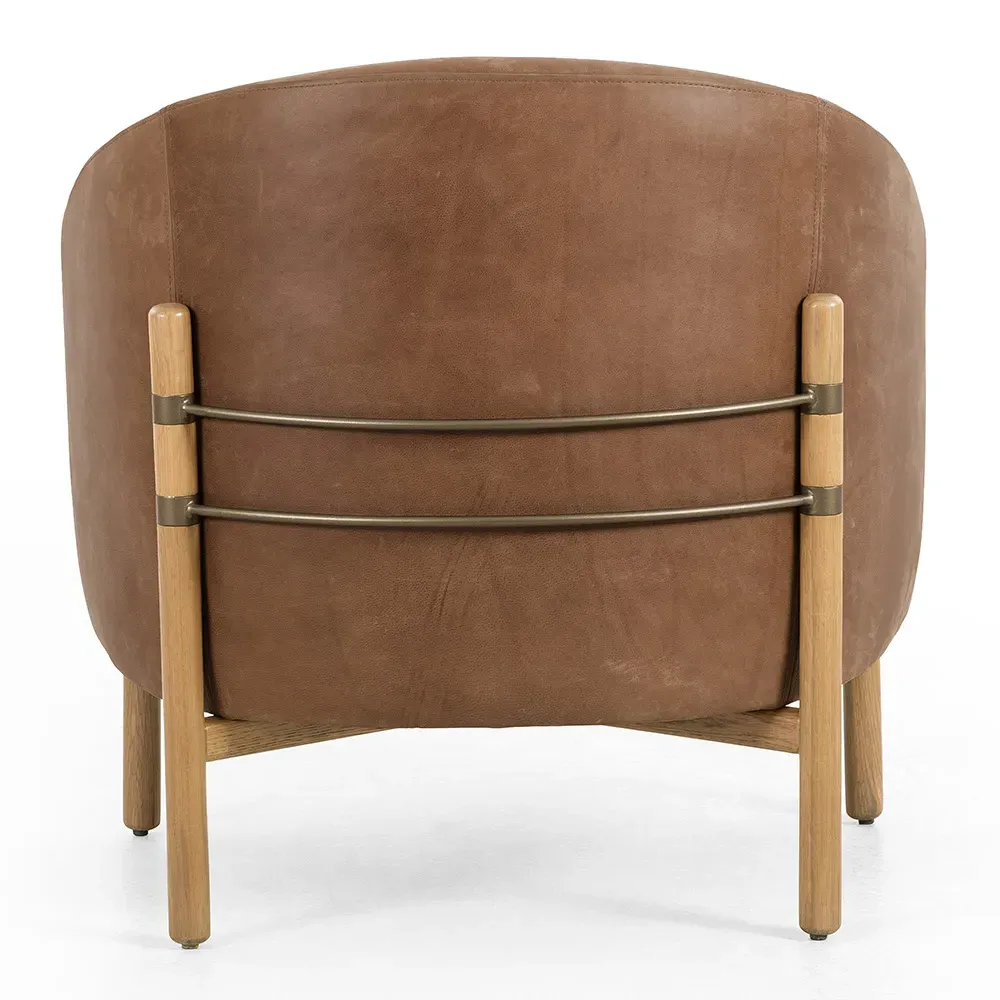 Emmie Barrel Occasional Chair - Brown, Leather