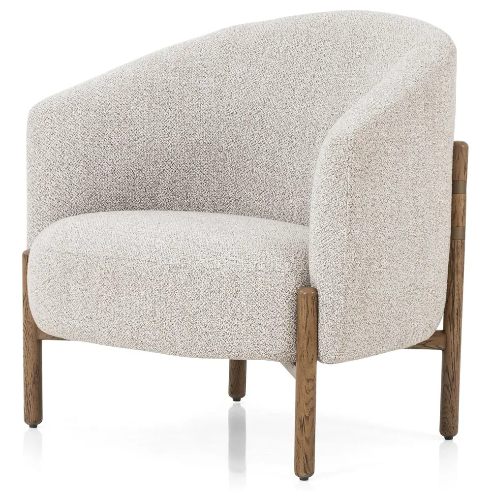 Emmie Barrel Occasional Chair - Light Grey, Oak