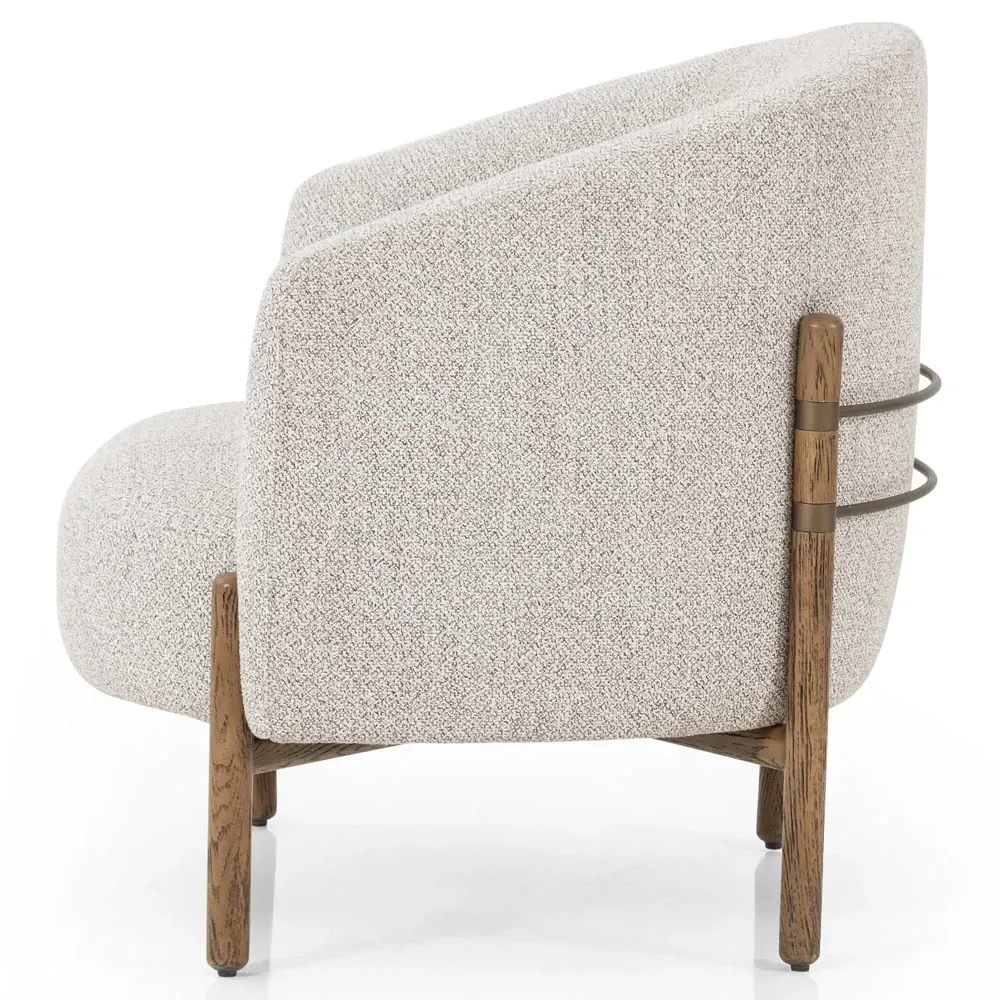 Emmie Barrel Occasional Chair - Light Grey, Oak