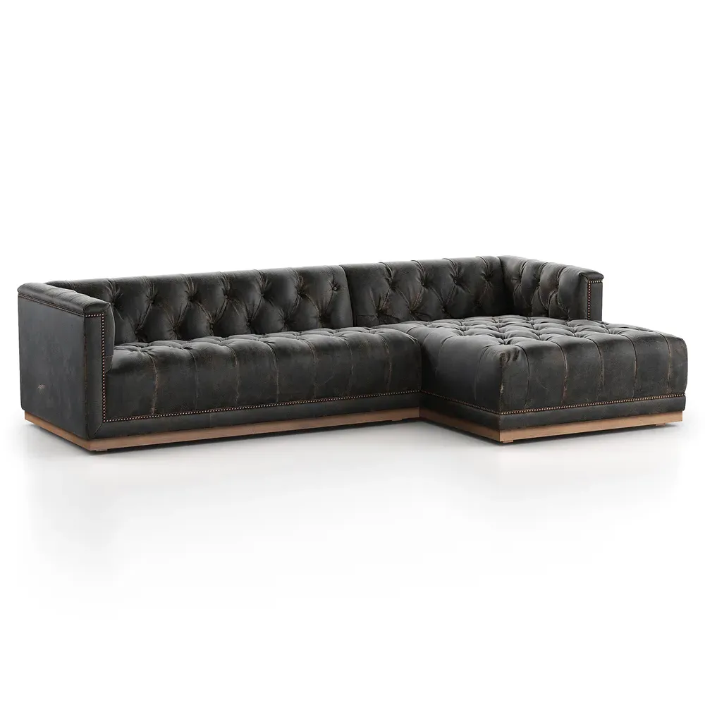 Emmy Large Left-Facing Sectional - Vintage Dark Brown, Leather