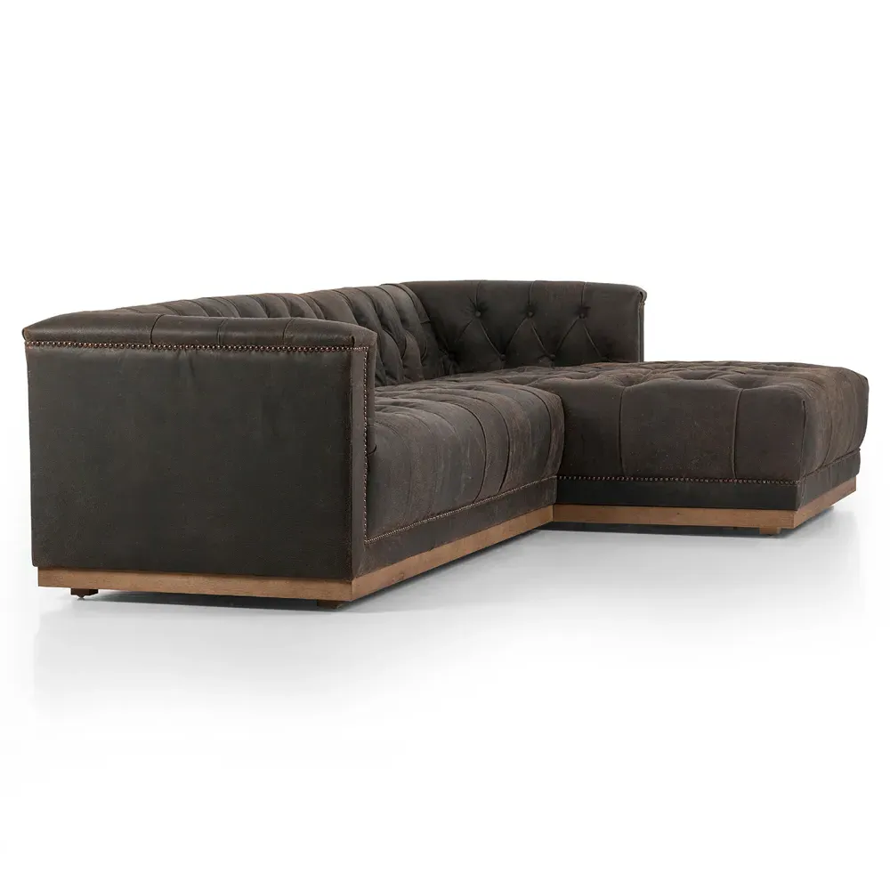 Emmy Large Left-Facing Sectional - Vintage Dark Brown, Leather