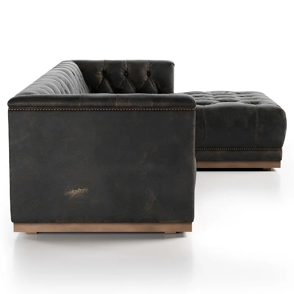 Emmy Large Left-Facing Sectional - Vintage Dark Brown, Leather
