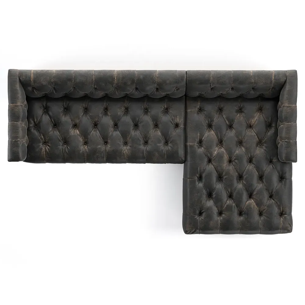 Emmy Large Left-Facing Sectional - Vintage Dark Brown, Leather