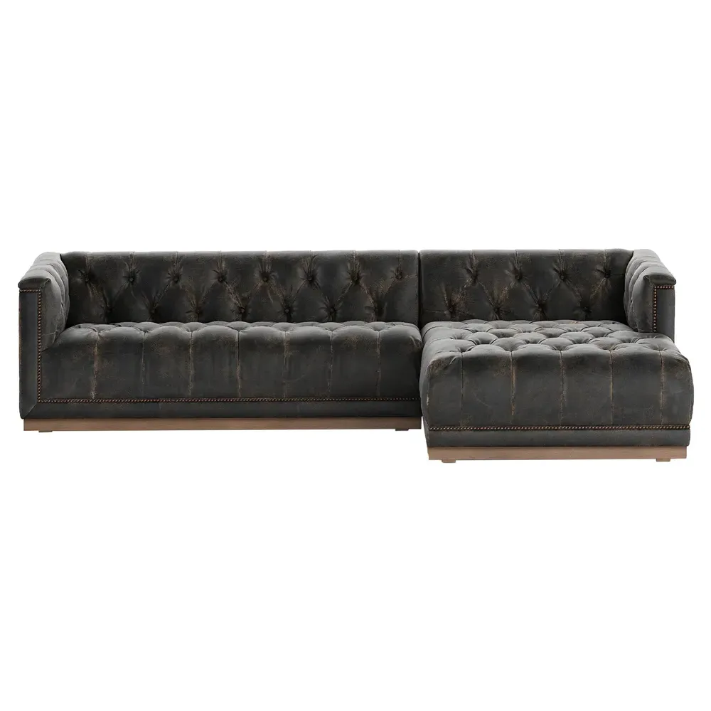 Emmy Large Left-Facing Sectional - Vintage Dark Brown, Leather